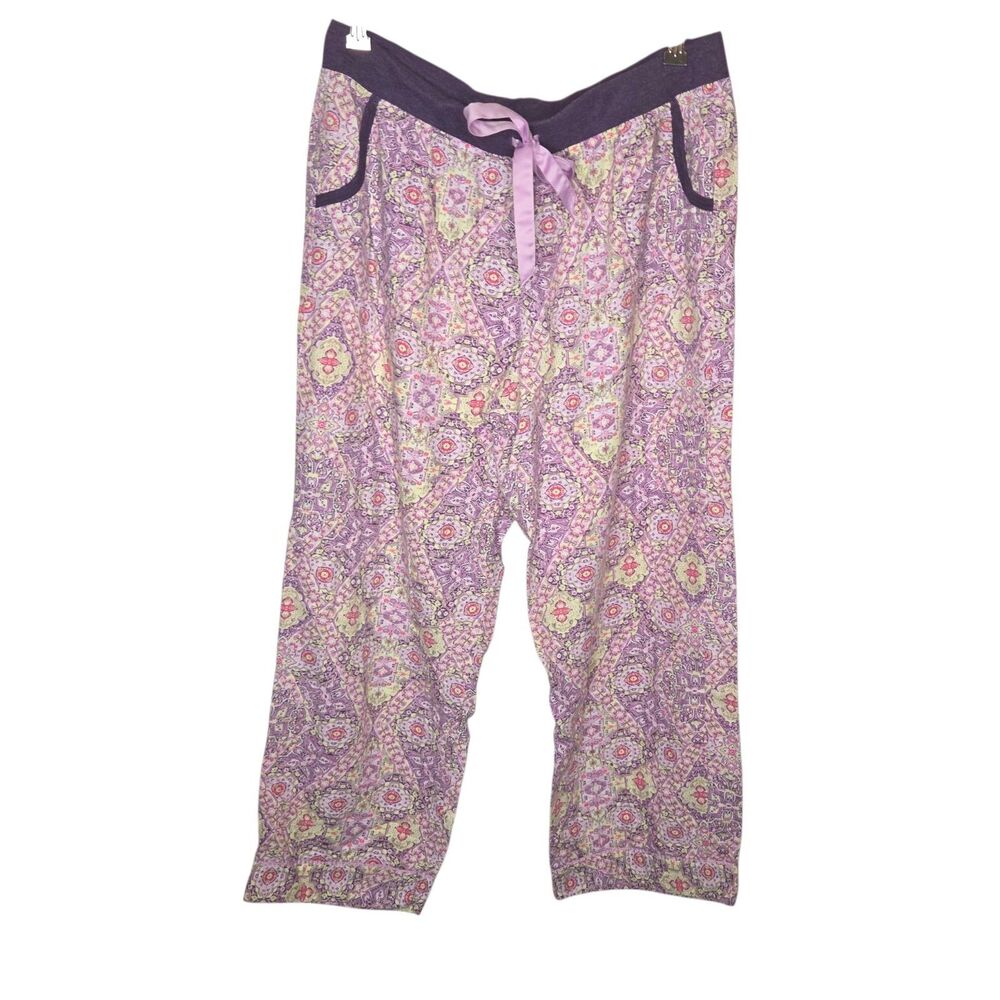 Victoria's Secret Purple Paisley Medallion Pajama Pants L Modal Blend Pockets